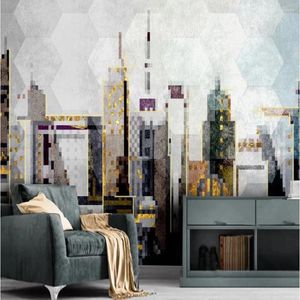 Wallpapers Milofi op maat grote behang muurschildering 3D eenvoudige kleine frisse abstracte geometrische architectonische achtergrond
