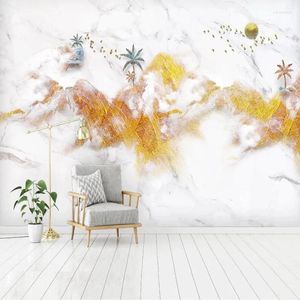 Fonds d'écran Milofi personnalisé grand papier peint mural 3D paysage jazz blanc marbre TV chambre fond