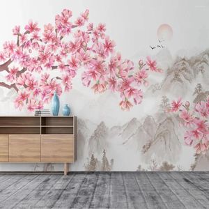 Fonds d'écran Milofi Custom grand fond d'écran mural magnolia Ink Landscape Living Room Fond Paper Paper Pain décoratif