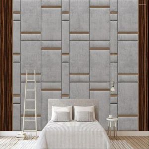 Wallpapers Milofi Custom Large Wallpaper Mural 3D Eenvoudig Doekpatroon Geometrische kubus Achtergrond