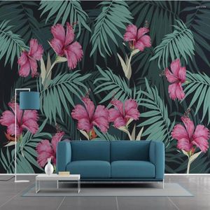 Fonds d'écran milofi personnalisé grand papier peint mural 3d planche de feuille de palais tropicale de la plante tropicale