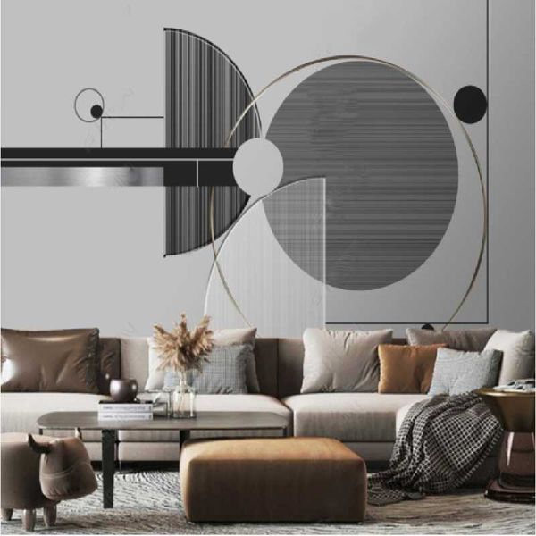 Fonds d'écran Milofi Papier Peint Personnalisé Mural Art Moderne Simple Abstrait Géométrique Industriel Gris Chaud Fond Mur