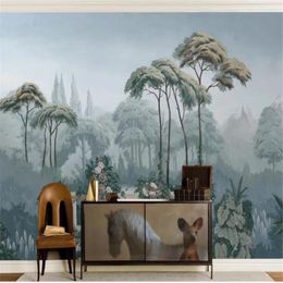Fondos de pantalla Milofi Jardín europeo Pintado a mano Medona de fondo de la jungla tropical de la jungla