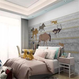 Wallpapers Milofi Factory Direct Animal Competition Games Handgeschilderde cartoon achtergrond Wall Painting Wallpaper