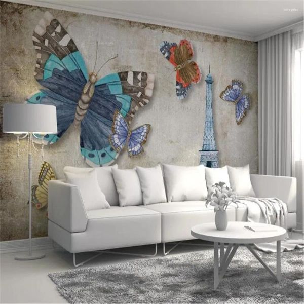 Fonds d'écran Milofi Nostalgic Retro Retro Butterfly Tower Tower Bandle Wall peinture