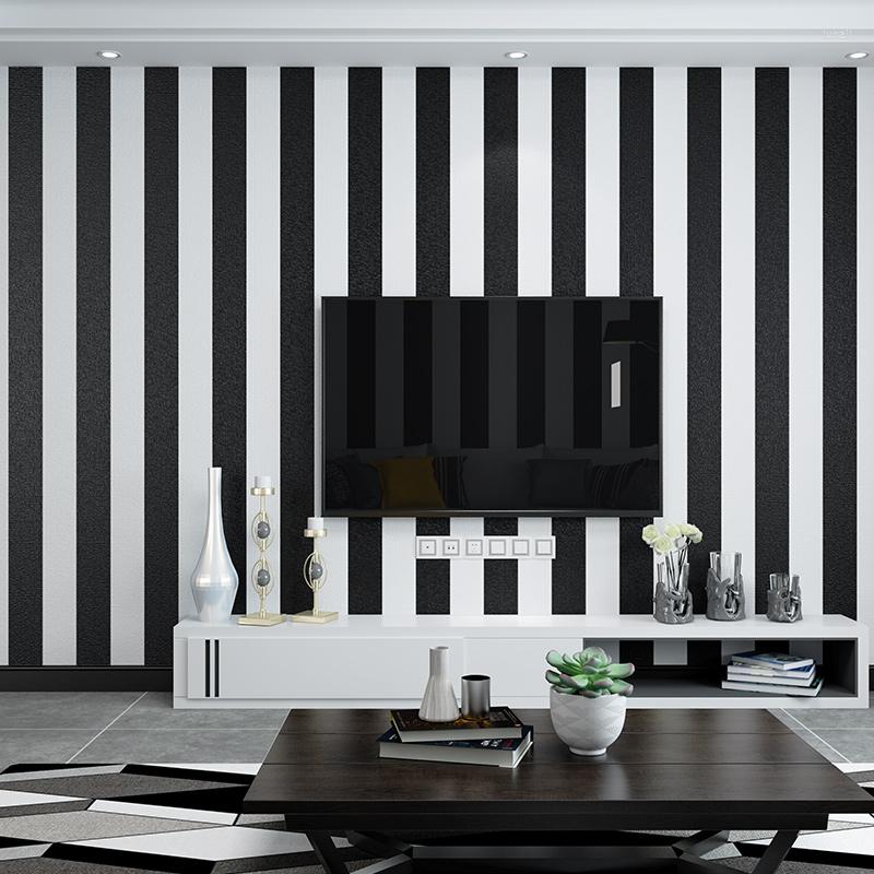 배경 화면 현대 3D 흑백 줄무늬 종이 벽 거실 침실 TV 배경 수직 홈 장식 벽지