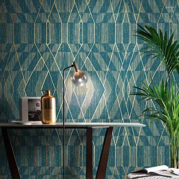 Papier peint moderne 3D lignes rayé géométrique papier peint vert couloir chambre Tv fond décor à la maison Simple papier peint épaissir