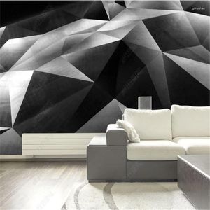 Fonds d'écran moderne 3D papier peint pour salon noir géométrique métal mural canapé fond papier peint décor à la maison chambre