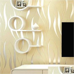 Fonds d'écran Moderne Beige 3D Papier peint à rayures pour murs Rouleau Salon TV Fond Décoration murale Papiers Décor à la maison Chambre Drop Dhvlj