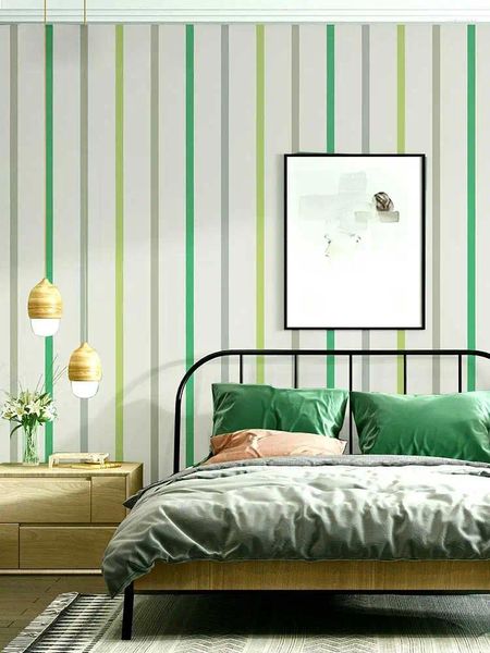 Fondos de pantalla Moderno Colorido InsVertical Strip Rollos de papel tapiz no tejido para niños Dormitorio Sala de estar Decoración de fondo de pared