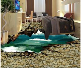 Fonds d'écran modernes Custom 3D Floor Mural Crack Cliff PVC Paper peint auto-adhésif