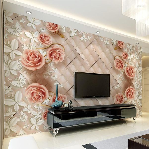 Papier peint moderne Floral 3D papier peint Mural chambre salon TV fond étude sans couture tissu non tissé