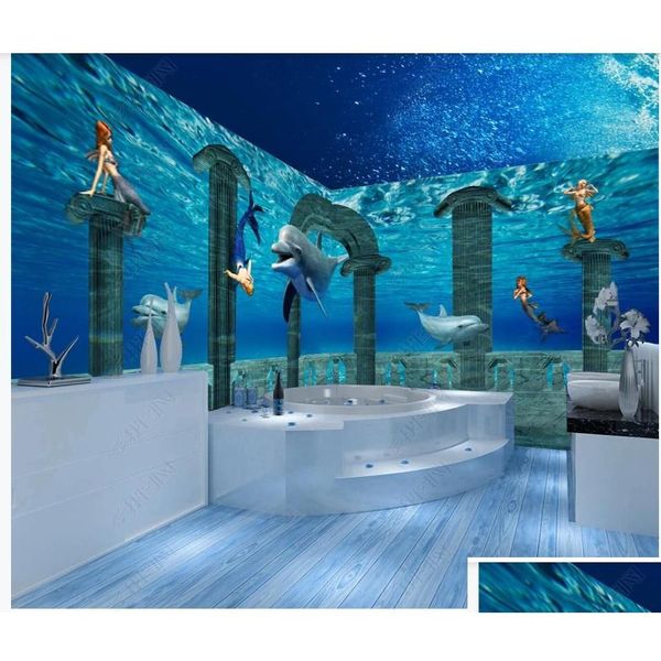 Fonds d'écran moderne pour salon paysage papier peint N lac vert nature 3D murale livraison directe maison jardin Dhx2Y