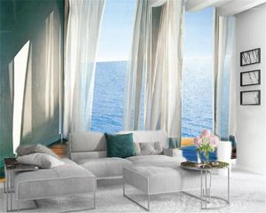 Wallpapers Modern Home Decoration Wallpaper Mooi en romantisch Blauw Zee Interieur Landschap HD