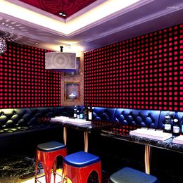 Wallpapers Modern KTV El Dancing Room 3D Small Square Grid Wall Papers Decoration PVC Wallpaper Roll For Walls Contact Paper