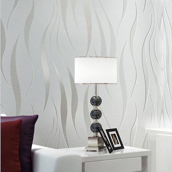 Rouleau de papier peint Non tissé à rayures 3D de luxe moderne pour salon chambre TV canapé fond gris violet Beige jaune