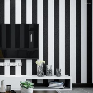 Fonds d'écran Papier peint à rayures noires et blanches minimalistes modernes Salon Chambre à coucher Fond d'écran pour enfants