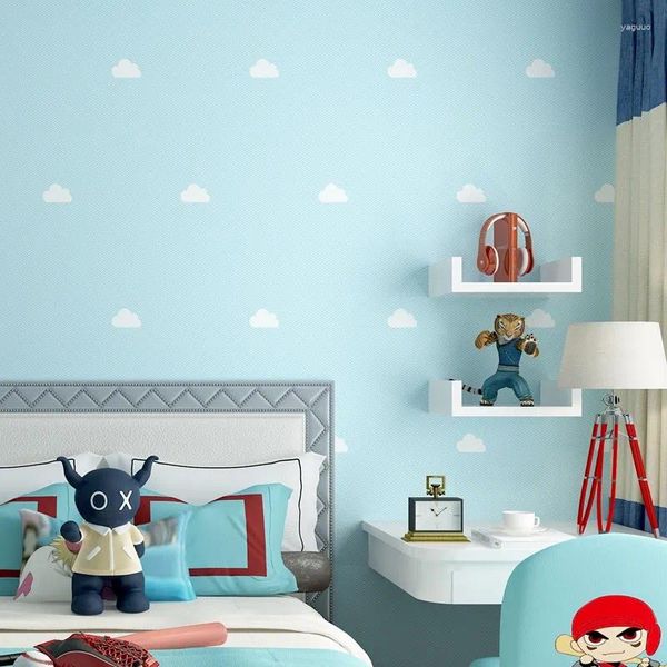 Fondos de pantalla Moderno Minimalista Cielo Azul Nubes Blancas Mural Papel tapiz Sala de niños Fondo PO Papel de pared Decoración para el hogar Pegatinas
