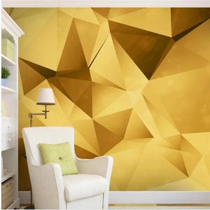 Wallpapers moderne minimalistische gouden massieve geometrische wand -tv -achtergrond achtergrond voor woonkamer