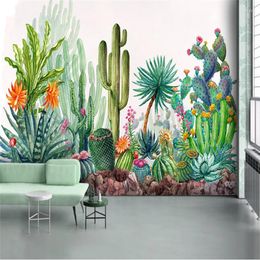 Wallpapers Modern Minimalistisch Handgeschilderd Plant Cactus Bos Muurschildering Woonkamer Slaapkamer Achtergrond Wallpaper 3D Wall Papers Home Decor