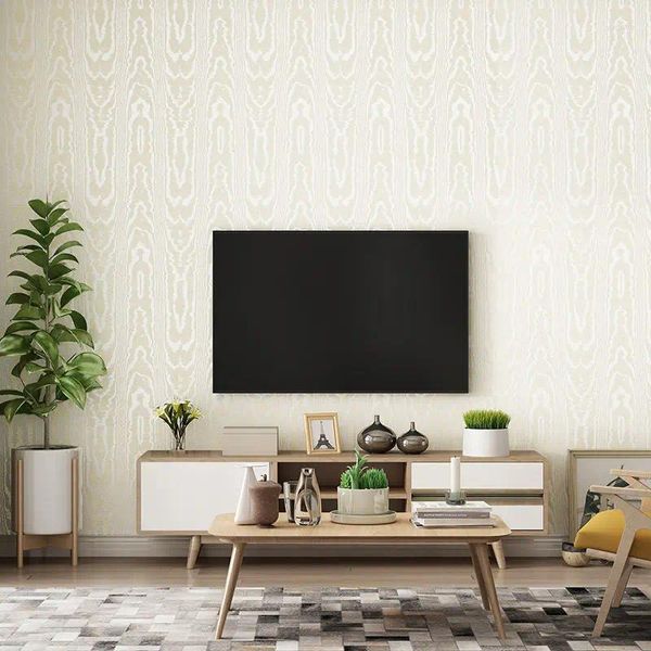 Fonds d'écran Papier peint à grain de bois de style nordique minimaliste moderne, papier peint non tissé à rayures de fond de salon et de chambre à coucher