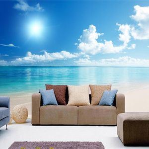 Wallpapers Modern Simple Blue Sky Sky Beach Nature Wallpaper Slaapkamer Woonkamer TV achtergrond Wall Muurschildering Huis Decor Covering