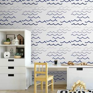 Fonds d'écran Moderne Simple Vagues Auto-adhésif Papier Peint Coloré Arc Amovible Peel Et Bâton Pour Chambre D'enfants Chambre Décor