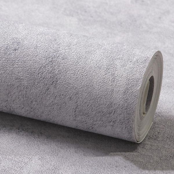 Fonds d'écran Moderne Solide Couleur Gris Papier Peint Rouleau Plaine Imiter Ciment Papier Peint PVC Étanche Pour Salon Chambre Magasin De Vêtements