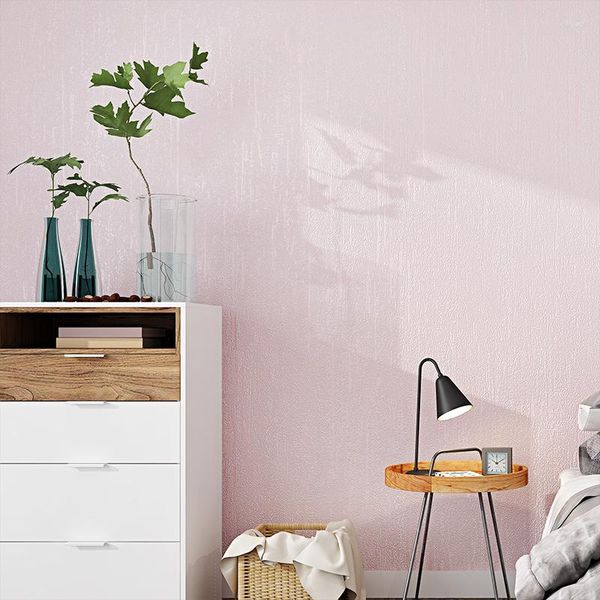 Fondos de pantalla Moderno Color sólido Blanco Beige Rosa Papel tapiz no tejido Rollo para dormitorio Sala de estar Fondo Pared Película de aluminio autoadhesiva