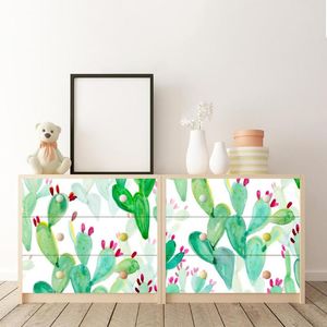 Fonds d'écran Papier peint auto-adhésif de cactus nordique imperméable moderne pour chambre d'enfants autocollant mural de plante meubles décor à la maison