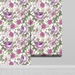 Wallpapers Multicolor Peony Daisy Peel and Stick Wallpaper Beige Flower Self Adhesive Removeber Waterproof Wall Mural Decor