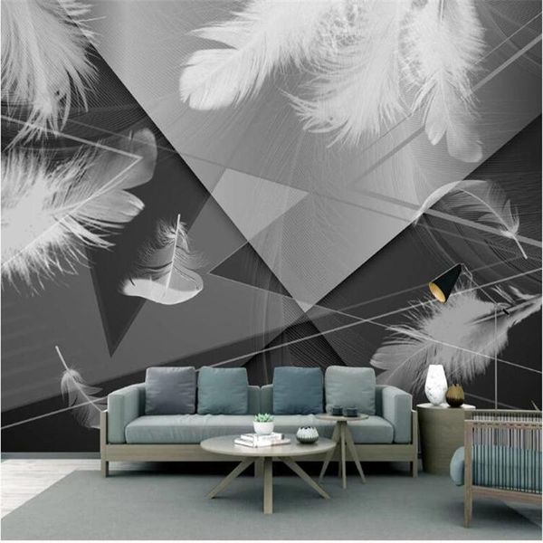 Fonds d'écran murale Parede Parede Fond d'écran personnalisé moderne noir et blanc gris minimaliste 3D Géométrique Father Fandle