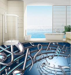 Wallpapers muziek noot 3d vloer po wallpaper muurschildering aangepaste waterdichte woningdecoratie