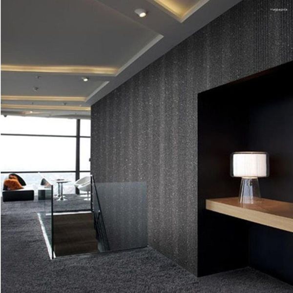 Fondos de pantalla MYWIND Vermiculita de lujo natural MP1301 Papel tapiz de mica de plata negra para el hogar Oficina El Room Wallcoverings