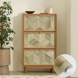 Wallpapers natuur 3D houten graan zeshoek duurzaam behang thuis meubels koelkasten kast sticker peel en stok muurbedekking