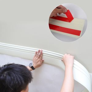 Wallpapers NBR Decorative Baseboard Foam Self adhesive Skirting Waist Line Background Border Strip Lines anti collision Wall Edging Sticker 230209