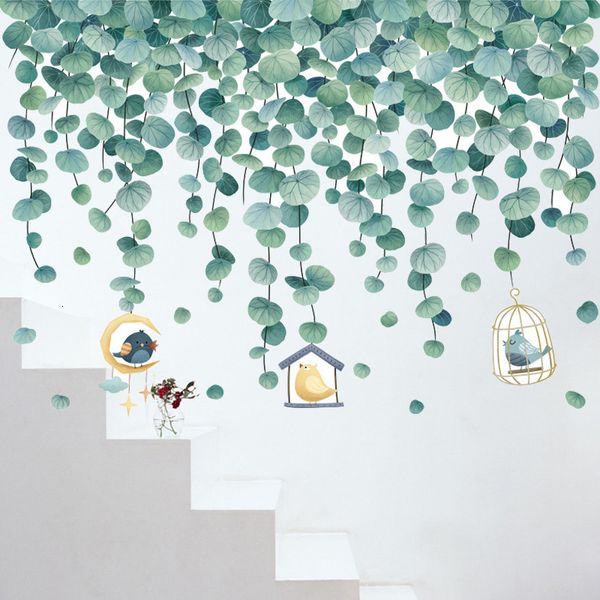 Fonds d'écran New Dropping Vine Leaf Birds Stickers muraux amovibles Stickers Décoration de la maison Art Mural pour chambre à coucher Chambre d'enfant Décor Affiches 230505