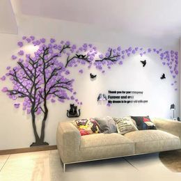 Fonds d'écran Nouveau Romantique Arbre Sticker Mural Grande Taille Décoration de La Maison TV Canapé Fond Papier Peint Stickers 3D Art Acrylique Stickers Muraux Affiche 230505