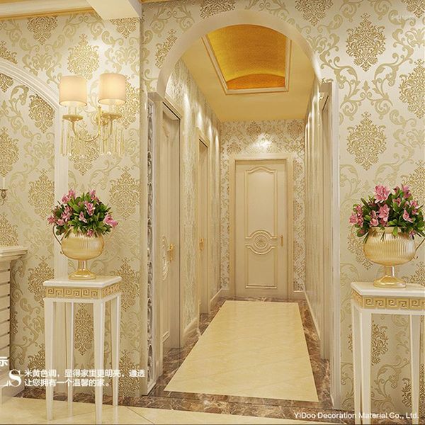 Papel tapiz De Damasco no tejido, rollo De Papel De pared moderno De lujo, Papel tapiz 3D Floral para paredes De salón, Papel De pared Para Sala