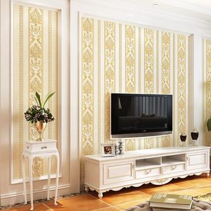 Wallpapers niet-geweven behang 3D slaapkamer woonkamer bank tv achtergrond muur ssimple moderne verticale strepen papier roll