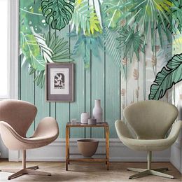 Wallpapers Nordic Abstract Tropische Planten Verse Bladeren Muurschildering Behang Voor Woonkamer Eenvoudige Europese TV Achtergrond Muur Papier Home Decor