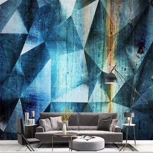 Wallpapers Nordic Minimalistisch Blauw Abstract Geometrisch Behang Voor Woonkamer TV Achtergrond Wall Papers Home Decor Muurschilderingen Papel de Parede