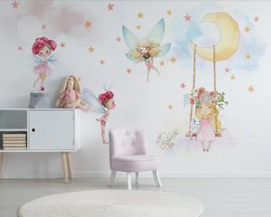 Fonds d'écran nordique moderne dessin animé mignon elfe fille 3d papier peint Mural Papel De Parede salon TV canapé mur enfants chambre papiers décor à la maison