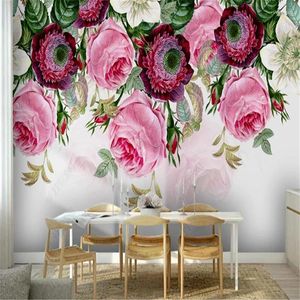 Wallpapers Nordic Muurschildering Behang Voor Woonkamer Aquarel Bloem Kleine Frisse Slaapkamer Moderne Achtergrond Muur Papers Home Decor