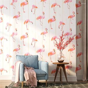 Behang Nordic Roze Flamingo Behang Slaapkamer Woonkamer Achtergrond Muur Winkel Decoratie Schoonheidssalon Niet zelfklevend
