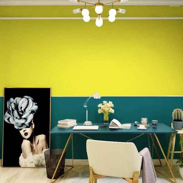 Fonds d'écran Nordique Plaine Solide Couleur Vert Jaune Papier Peint Moderne Salon Chambre Fond Mural Papier Peint Pour Murs