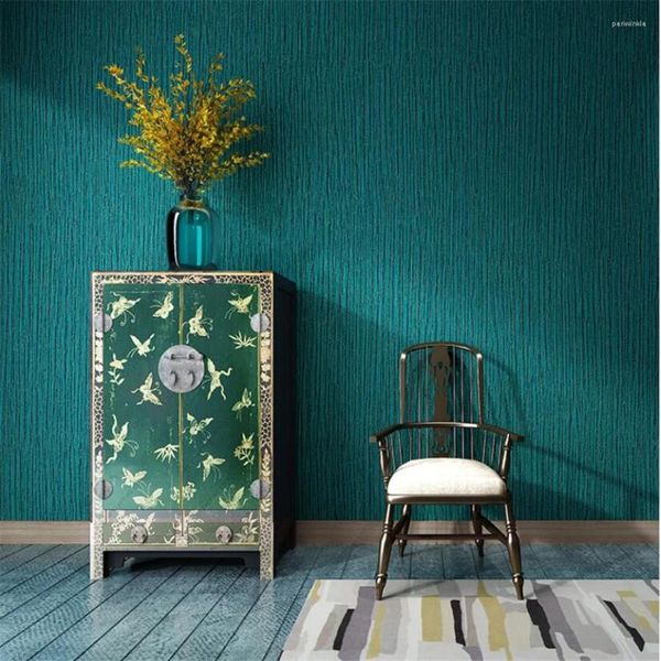 Fondos de pantalla estilo Nordic Peacock Blue Wallpaper Papel de Pared Plain Imitation Light Light Luxury Bedroom Dedomedro de comedor de pared