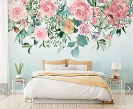 Wallpapers Noordse aquarel bloemen behang papel adheivo decorativo para muebles papieren peint muurschildering rouleau hand geschilderde bloem