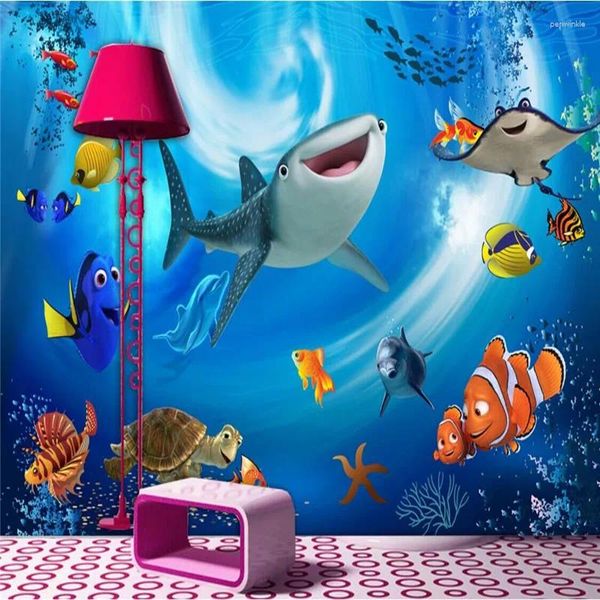 Fonds d'écran Ocean World 3d Children's Room Fond Mur Mural tridimensionnel Spécialisé dans la production de Wallpaper Custom