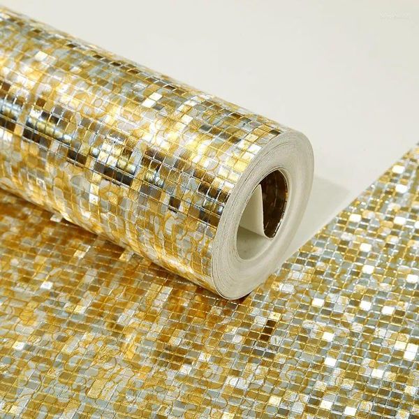 Fondos de pantalla Papel de pared dorado pálido Fondo de mosaico Papel de pared parpadeante Rollo moderno/el techo/Rollo de papel tapiz decorativo